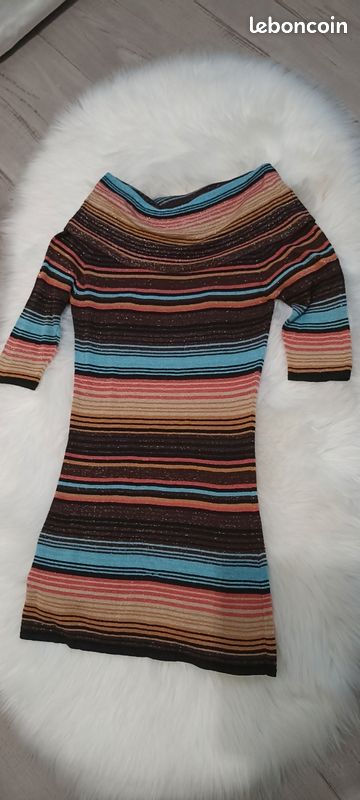 Pull fin long irisé doré fêtes (image 1)