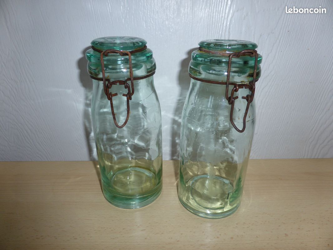 Ancien Bocal La Lorraine - Verre Soufflé Moulé - Décor Chardon - 1L - Vintage France