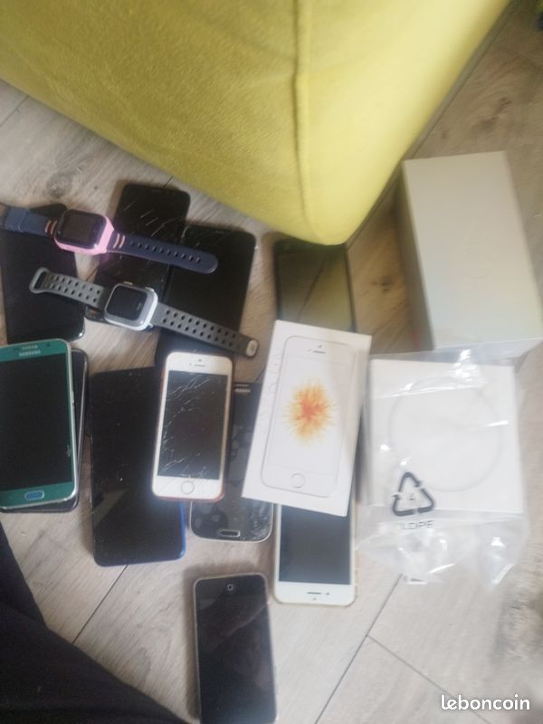 Lot téléphones + accessoires (Samsung, iPhone, Xiaomi, montres enfants) (image 1)