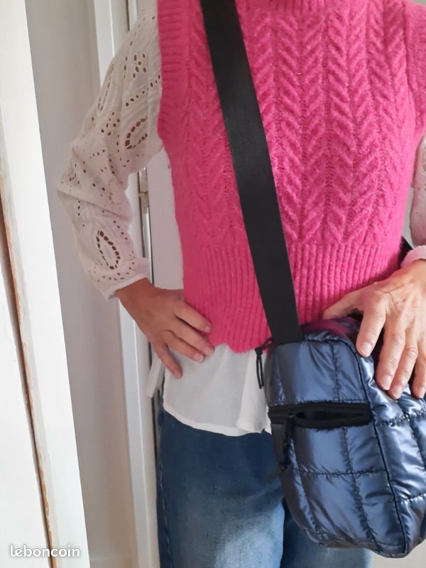Pull Zara Rayé Rose Gris Bleu Blanc - Taille S, Manches Longues, Chaud Et Confortable - Occasion Très Bon état