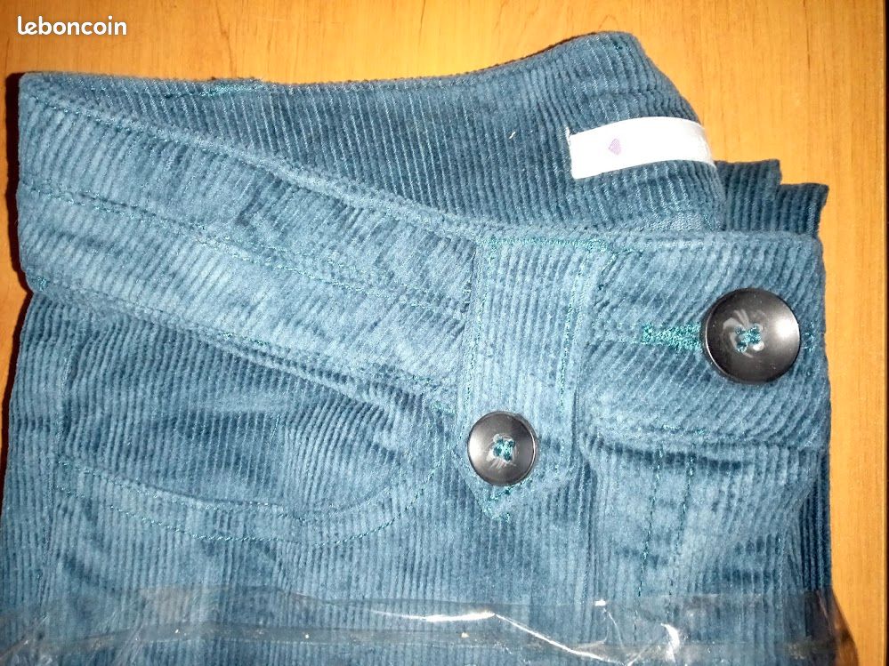 Pantalon Droit BLANCHE PORTE Velours Côtelé Bleu Gris 36 Neuf (image 1)