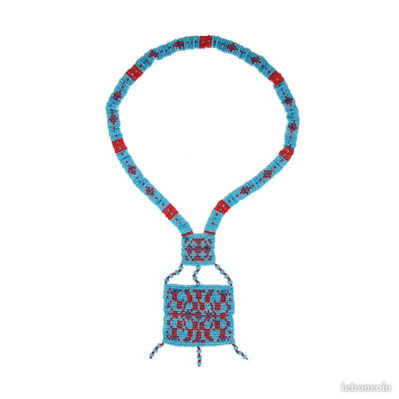 Collier Ethnique Multirang Vintage Années 70 - Perles Bordeaux - Longueur 46-50 Cm