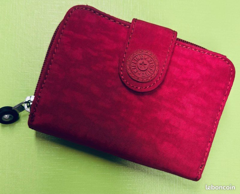Portefeuille Kipling Vintage En Toile Rose - Occasion, Style Portefeuille/pochette