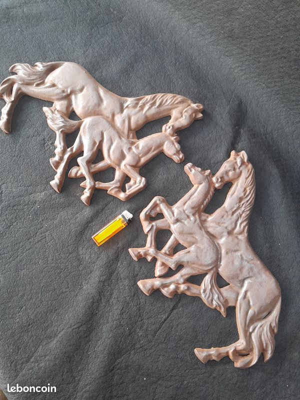 Paire De Chenets En Fonte Tête De Cheval - Déco Cheminée Vintage