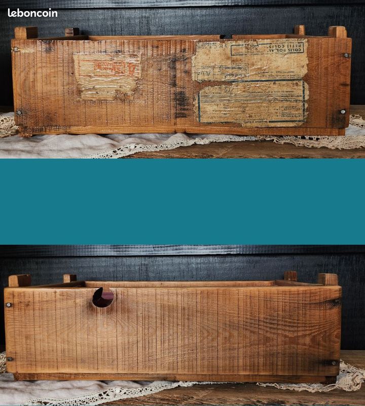 Ancienne caisse d'atelier de tissage et ses accessoires vintages (image 7)