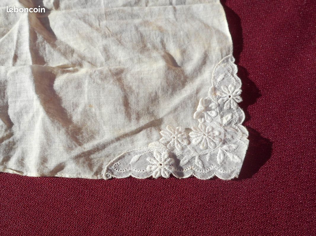 Mouchoir coton tres fin ancien monogrammé AM (image 2)