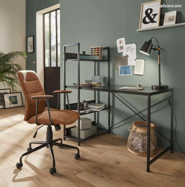 Bureau Noir vitré + étagère (image 1)