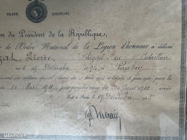 DIPLOME + MEDAILLE Guerre 1914/1918- Medaille Militaire Laposte Sans