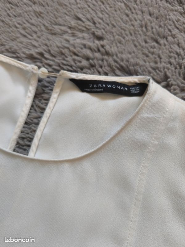 Haut Zara Blanc - Taille XS - Sans Manches - Neuf Avec étiquettes - 100% Polyester