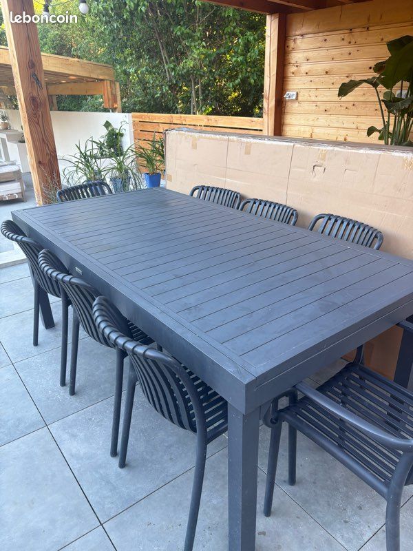 Table jardin 8/12 alu gris foncé (image 1)