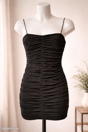 Robe Femme Noire Pailletée Style Babydoll - Taille S, Occasion En Bon état