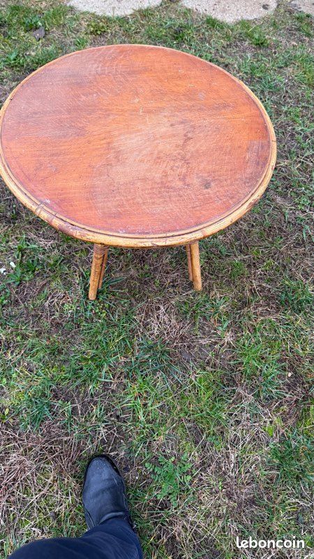 Table basse rotin vintage (image 6)
