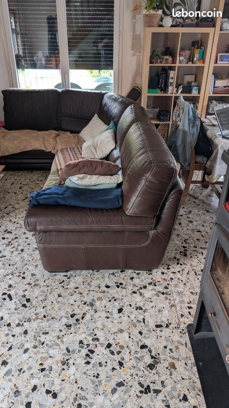 Canapé angle en cuir (image 1)