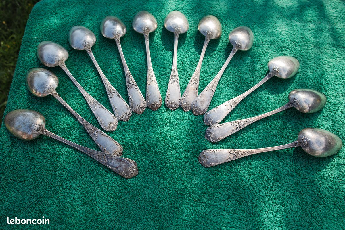 Louche CHRISTOFLE métal argenté-2 poinçons+sigle-Ancien avant 1935-décor Chinon 2filets+initiales GR-Rare-Très bon état- - Arts de la table
