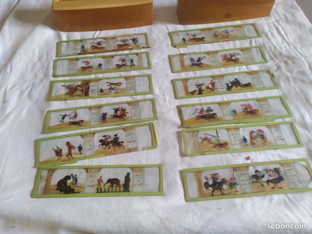 6 plaques en verre peintes pour lanterne magique