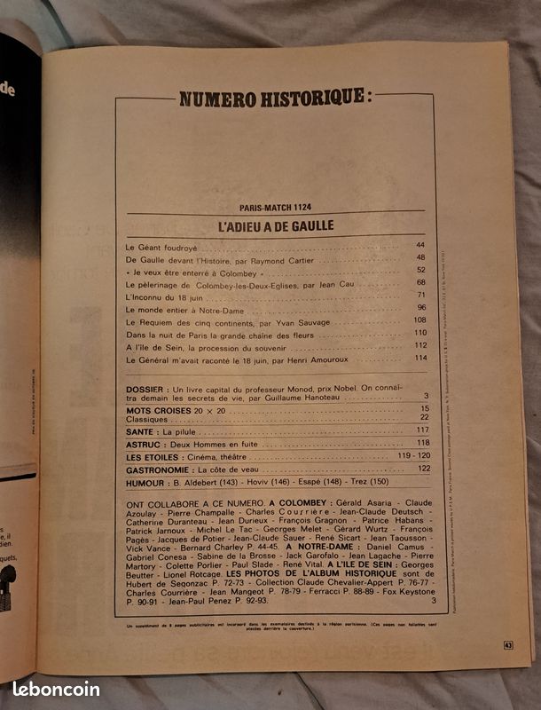 Lot Paris Match HISTORIQUE N°1124+1125+1591 De Gaulle (image 5)