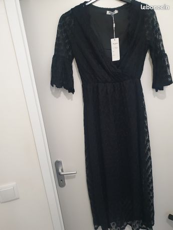 Robe Noire Décontractée A-Line M.S.S.P. - Taille S (XS) - Neuve Avec étiquettes - Effet See-through