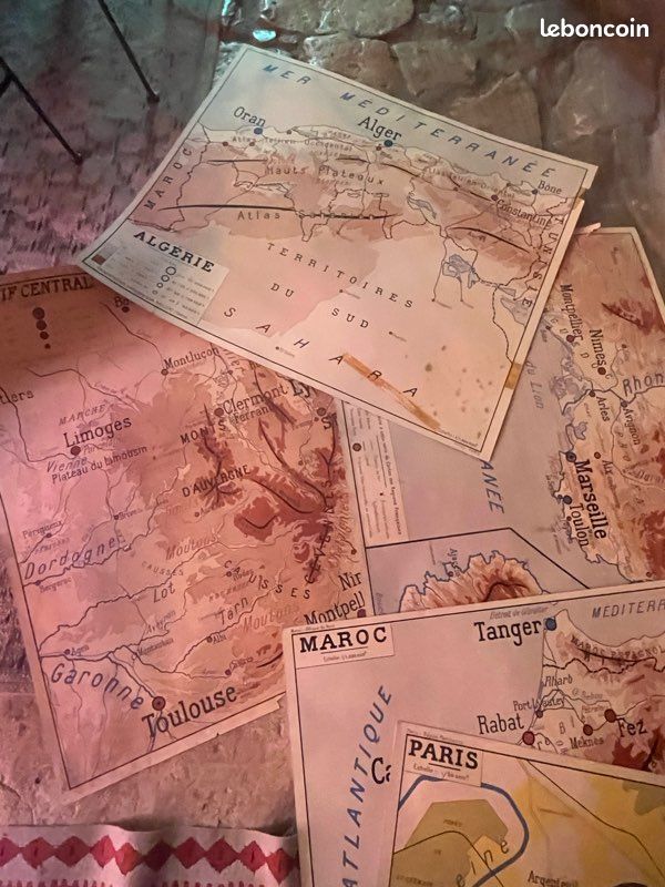 Anciennes cartes scolaires plusieurs régions et pays (image 3)