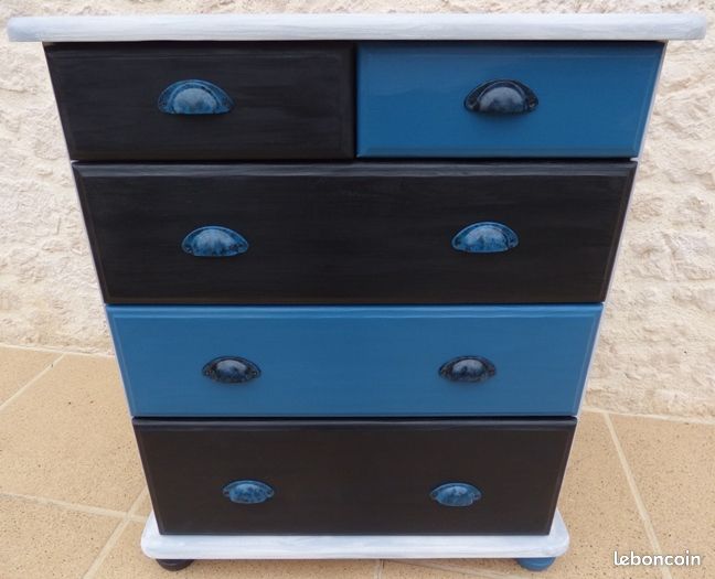 Commode 5 tiroirs en pin massif (image 1)