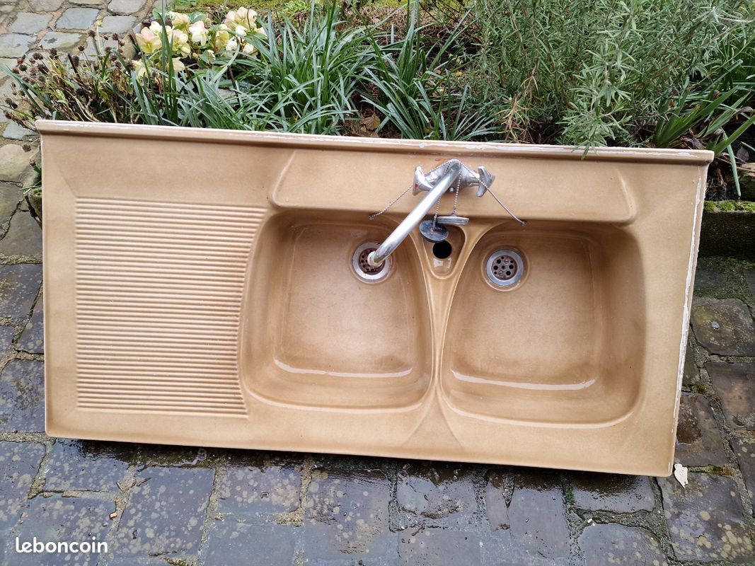 Evier céramique beige (image 1)