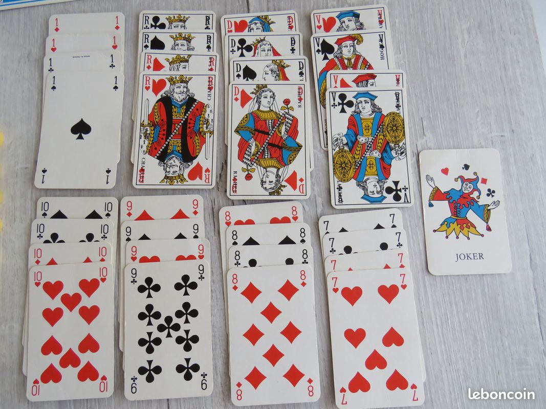 CARTES A JOUER Ancien de jeu de 32 cartes (complet) illustré