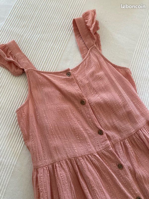 Robe à Capuche Fille H&M Rose Pâle Taille 14+ - 100% Coton, Occasion Très Bon état