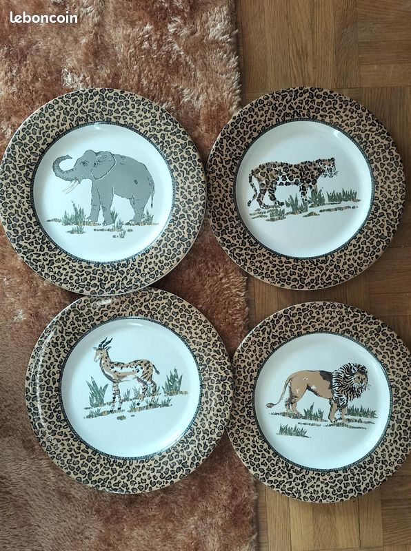 Lot Geneviève Lethu Série Tanganyika – 6 Tasses, 5 Sous-tasses, Sucrier – 1996
