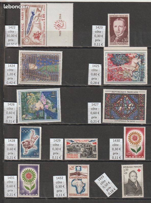 Lot 1120 - TIMBRES DE FRANCE NEUF * année 1964-1965 (image 2)