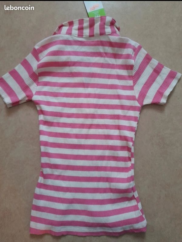 Tee shirt rayé rose (image 3)