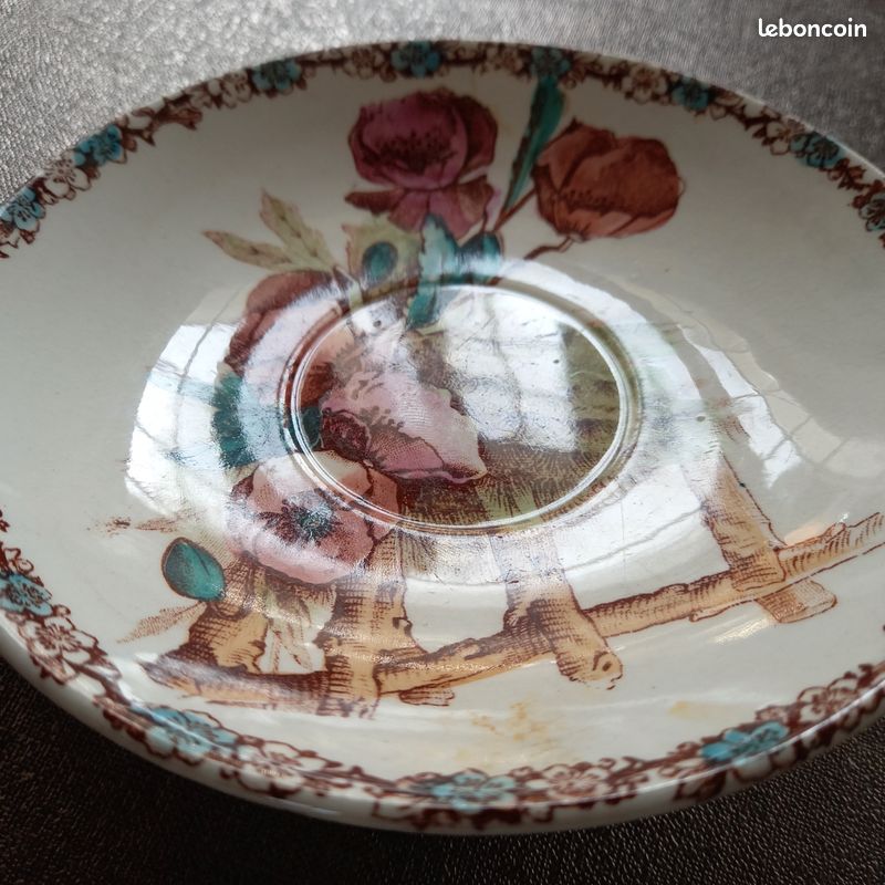 RARE ANCIENNE ASSIETTE Plate Terre De Fer Gien Medaille D'or Vue D