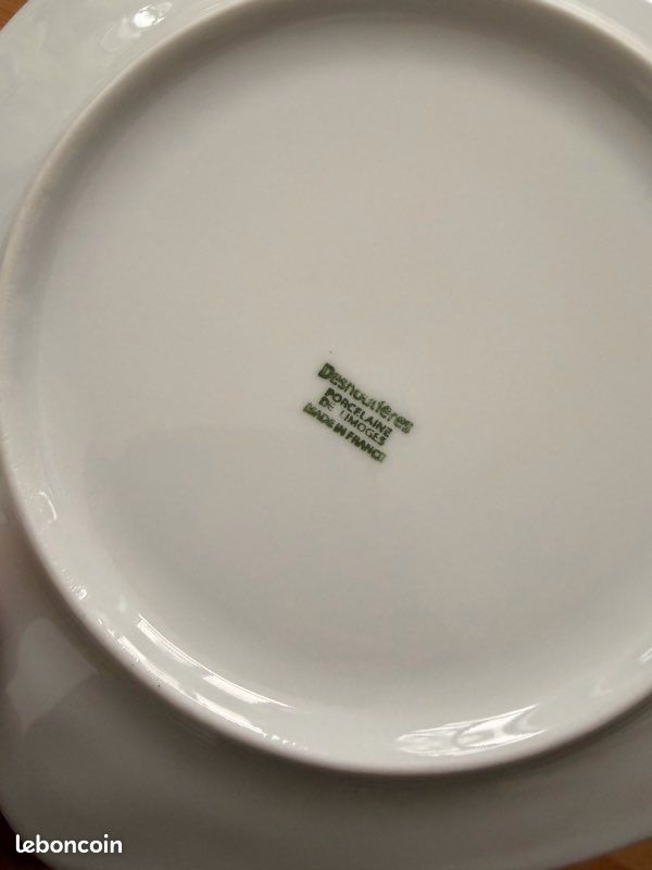 2 Assiettes Cœur Deshoulières Limoges Porcelaine Blanche Vintage Relief Fruits Made in France (image 7)