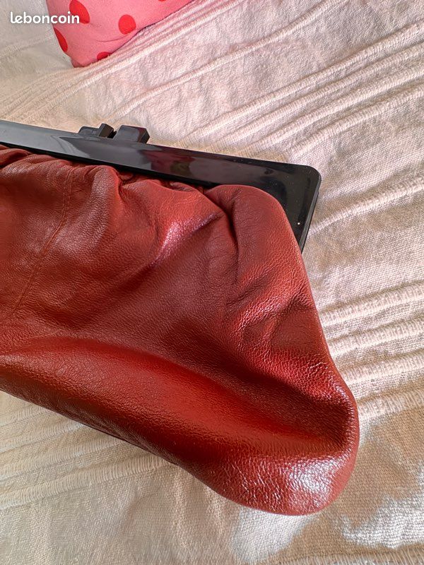 Sac pochette cuir bordeaux vintage 70/80 (image 3)