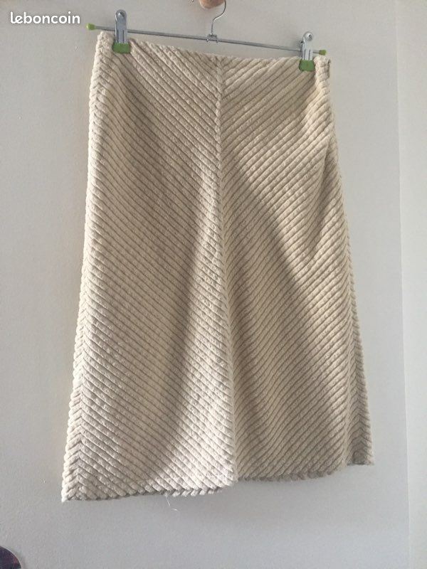 Jupe beige velours Mango taille 36 (image 1)