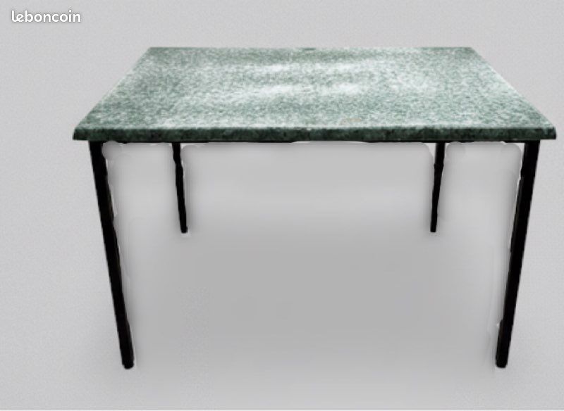 Table plateau vert effet marbre (image 1)