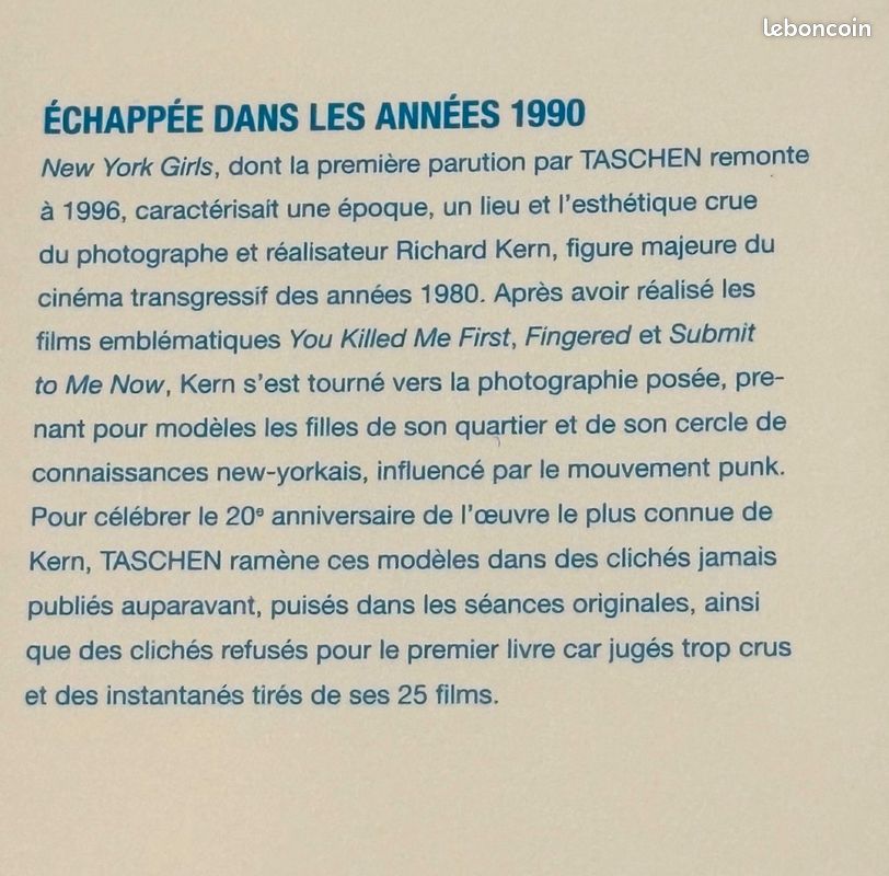 Richard Kern - New York Girls - édition 20éme anniversaire (2015) - livre photos érotiques - Taschen - X état (image 3)