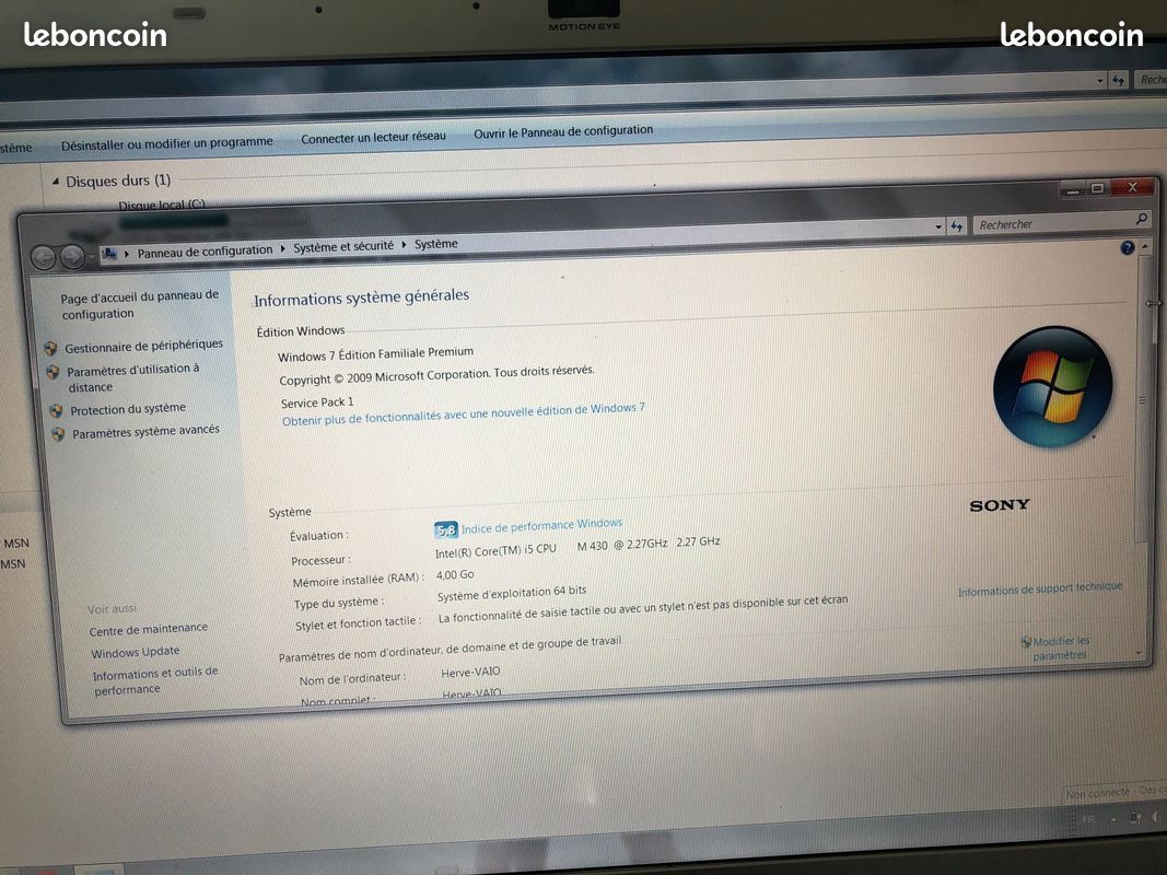 Sony vaio full HD VPCF11E4E 16.4’’ HD LED (1920×1080) (image 4)
