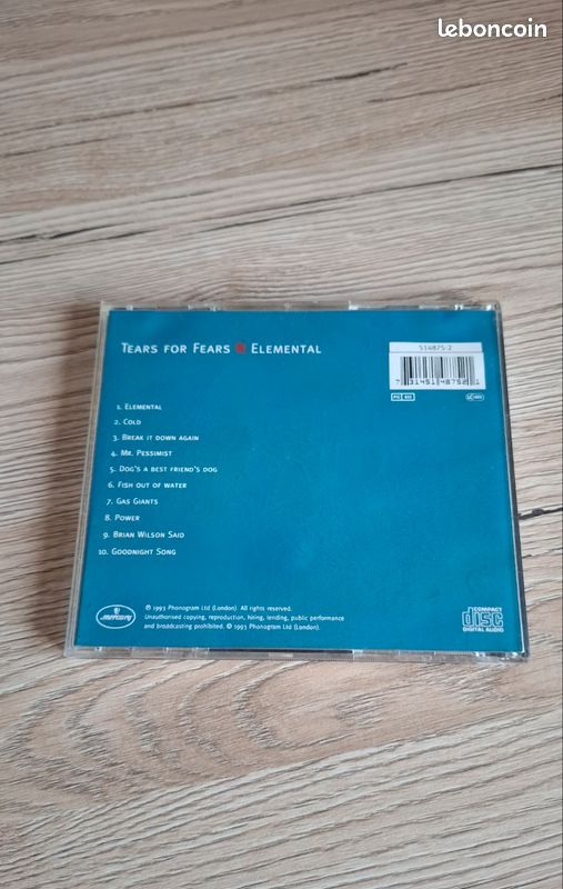 ​CD Tears For Fears – Elemental (1993) – Très bon état (image 2)