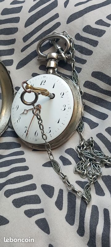 Montre De Gilet Argent + Breloque Sanglier – Argent Massif – 46,8 G – Occasion