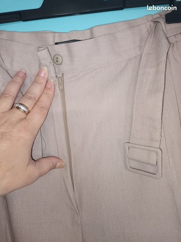 Pantalon toile beige T46 (mam33133) (image 5)