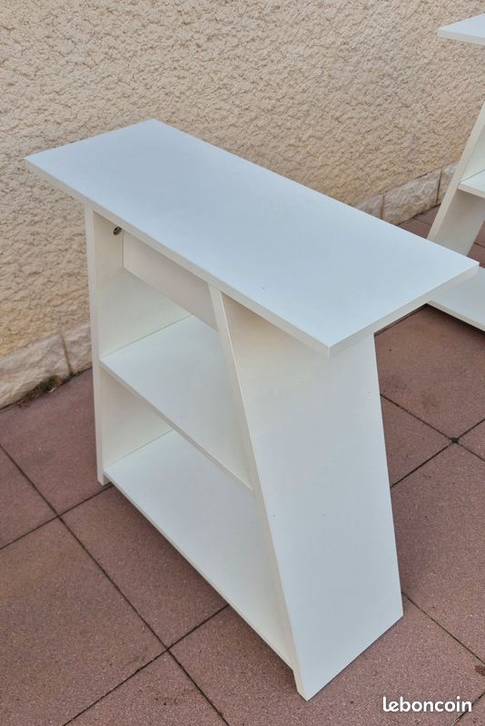 Bureau Tréteaux Blanc et plateau verre IKEA (image 5)