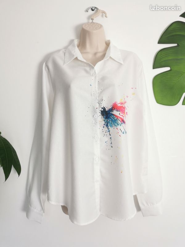 Chemise Manches Longues Dragonfly Taille L - Gris, Slim Fit - Polyester Mélangé, Vintage - Occasion Très Bon état