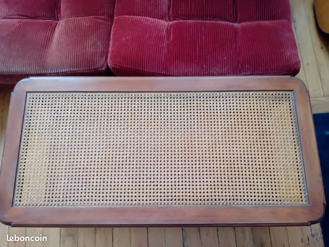 Table basse bois et rotin (image 3)