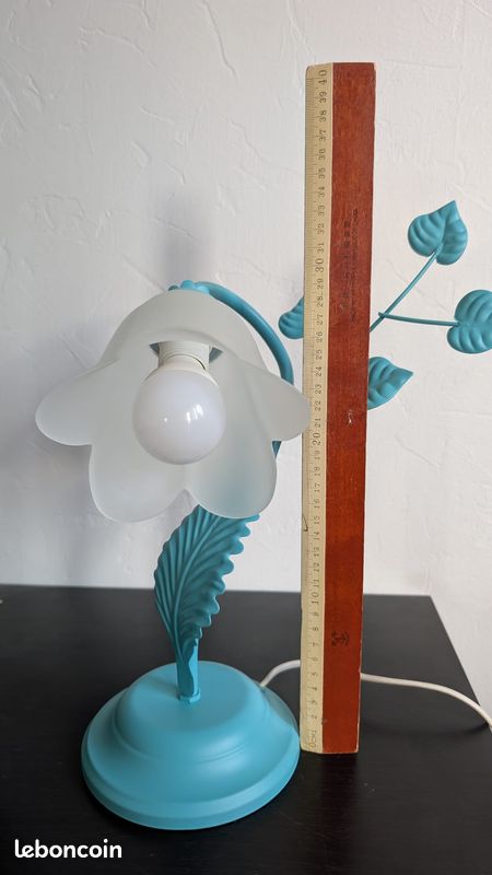 Grand Abat-jour Suspension Tulipe En Opaline - Luminaire Vintage - Très Bon état