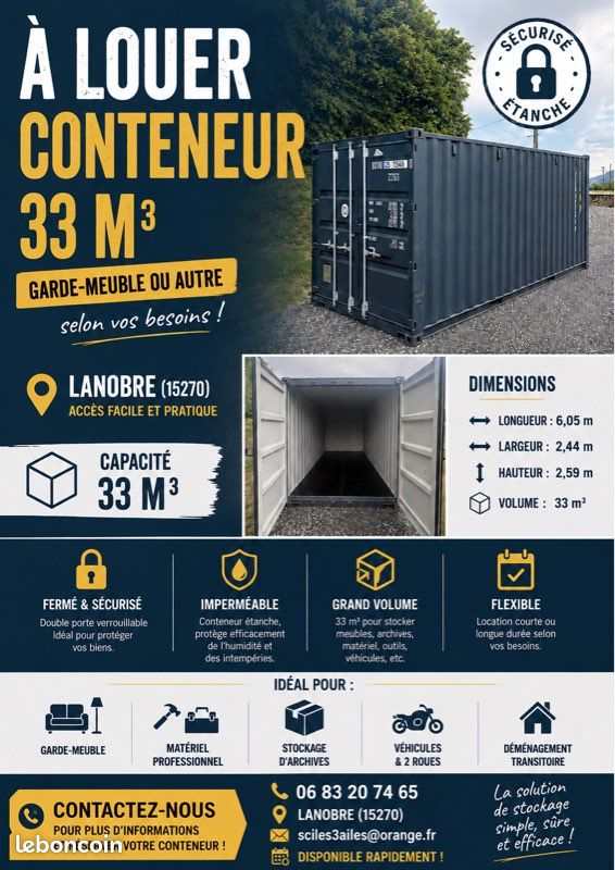 Local commercial 1 pièce 15 m² · à Lanobre · 15 m² · 120 €