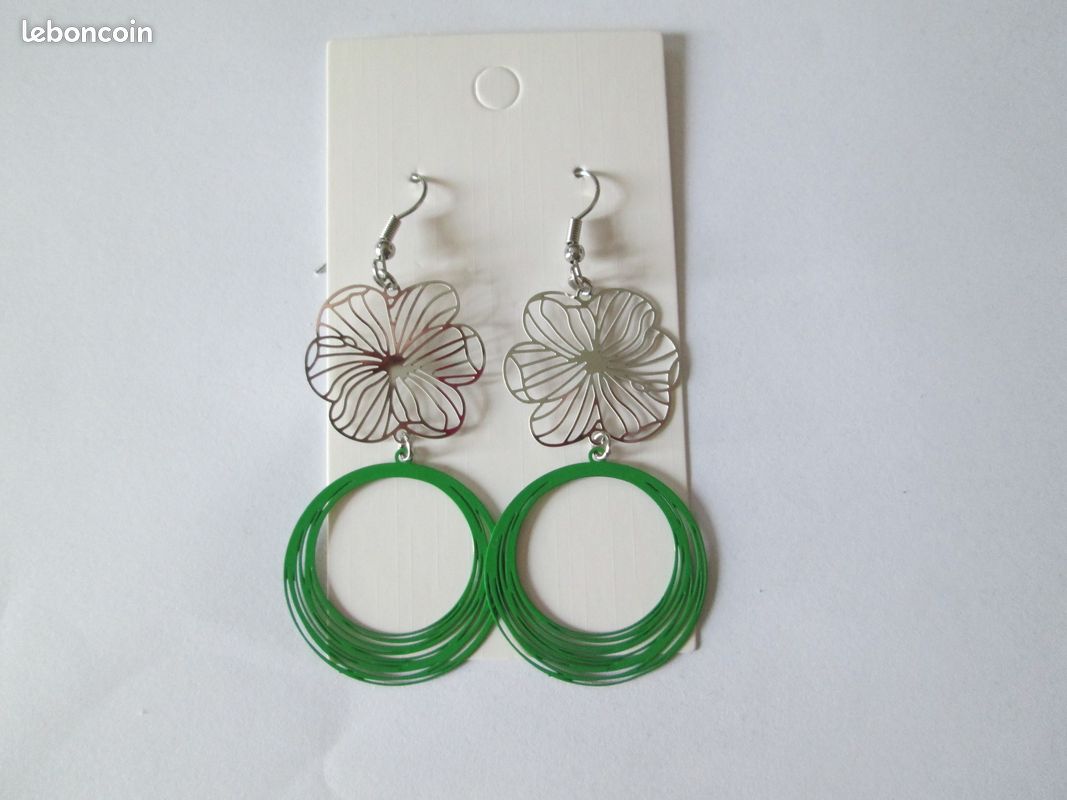 Boucles D'oreilles Breloques « Poubelle » Argentées Vintage Lucky & Lady – Avec Pochette