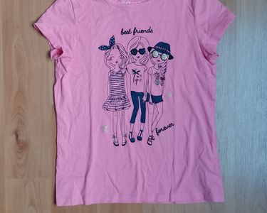 T-shirt Basique F&F Fille 4-5 Ans Rose – Coton, Col équipage, Manches Courtes, Très Bon état