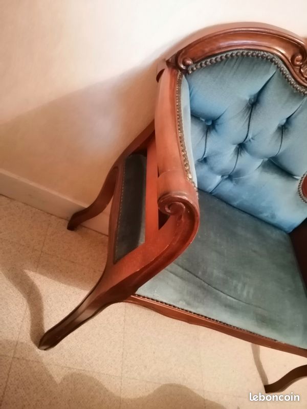 Meuble fauteuil, banquette vintage en bois ancien (image 4)