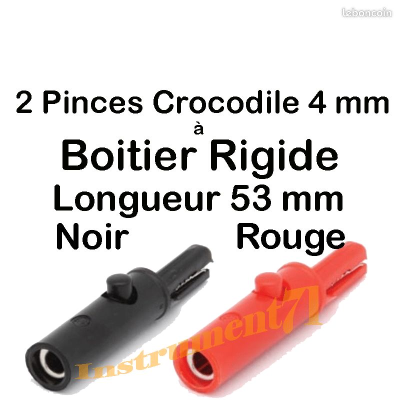 2 Pinces Crocodiles Isolées Bleues - Longueur 27mm - Parfaites Pour L'électronique