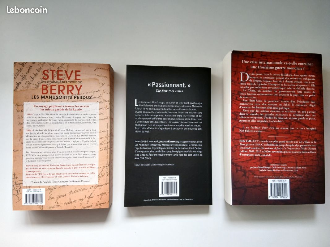 3 romans quasi neufs – Berry, Kellerman, Follett (image 2)