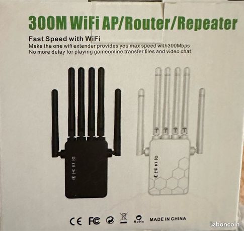 Répéteur WiFi Puissant 6 Antennes - Amplificateur Signal WiFi Extender 300Mbps Avec Ports LAN